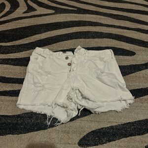 Hollister White Distressed Jean Shorts